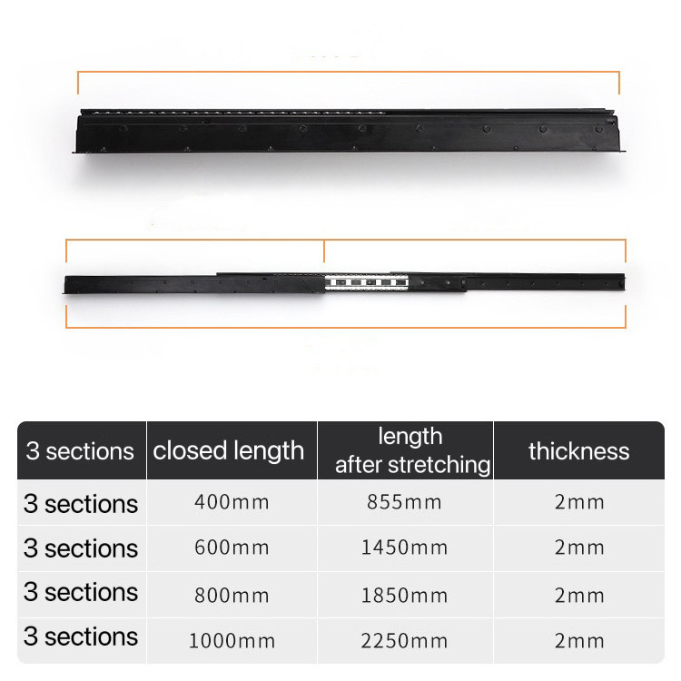 Stair Bottom Cabinet Slide Rail Mute Guide Stair Rail Telescopic Heavy Duty Three-Section Drawer Slides Rail