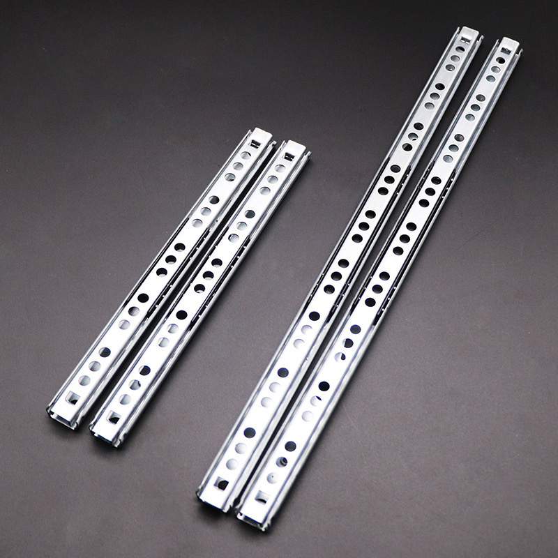 Kitchen Cabinet 17mm Two-way Open Drawer Slide Telescopic Mini Slide Double Tracks 2 Fold Ball Bearing Drawer Slide Hardware