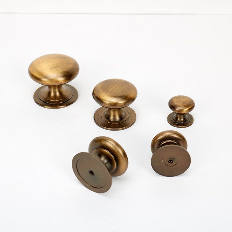 Kitchen Cupboard Knobs Cheap Price On Hot Sale Wardrobe Round Solid Hardware Cabinet Door Drawer Brush Brass Gold Knob Handle