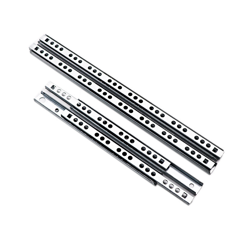 Kitchen Cabinet 17mm Two-way Open Drawer Slide Telescopic Mini Slide Double Tracks 2 Fold Ball Bearing Drawer Slide Hardware