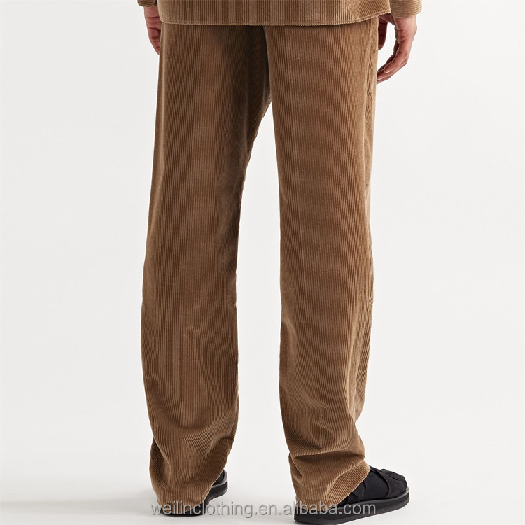 Custom plain blank bottom trousers loose baggy corduroy pants for men