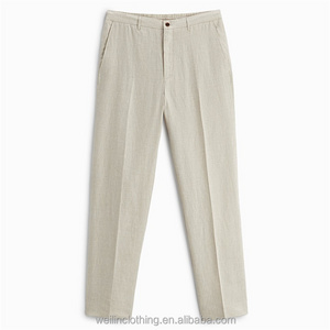 Custom casual bottom trousers breathable cotton chino linen pants for men