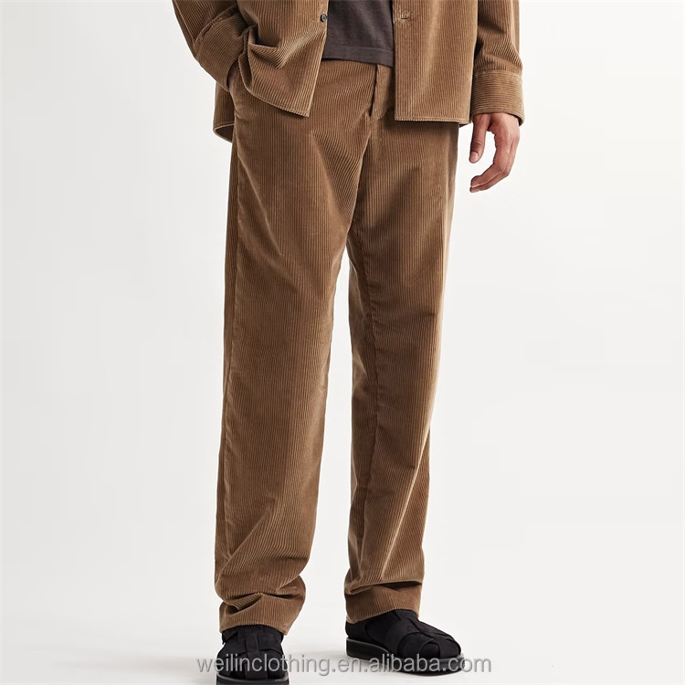 Custom plain blank bottom trousers loose baggy corduroy pants for men