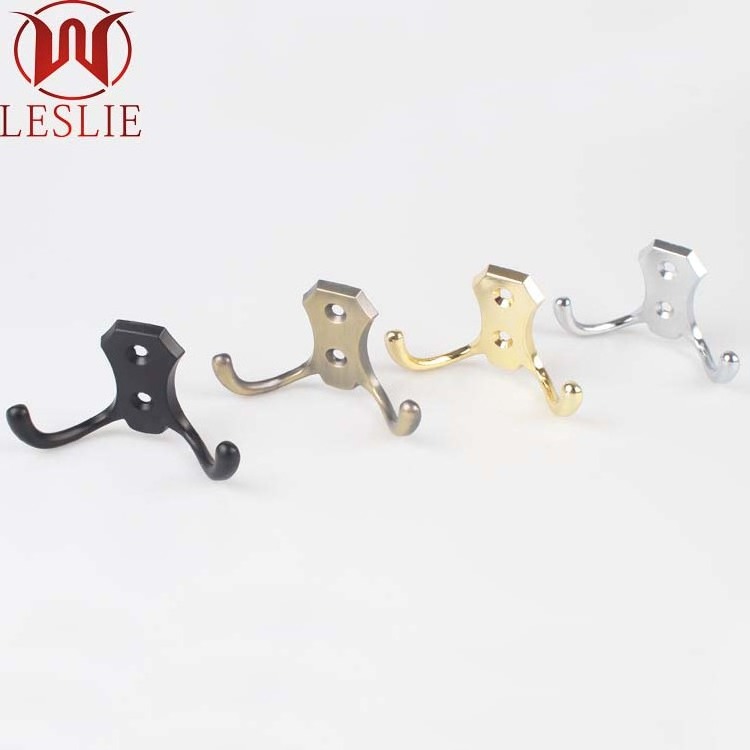 Zinc Alloy Small Decorative Double Coat Metal Hooks for Clothes Hanger other furniture hardware fittings furniture hardware