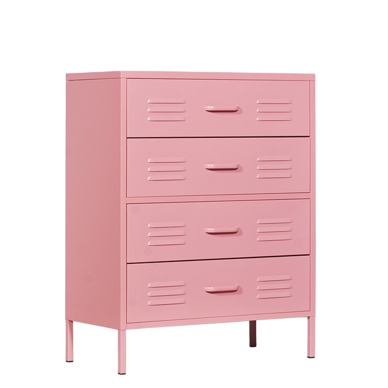 2024 HOT SALE pink color steel storage 4 metal drawer cabinet