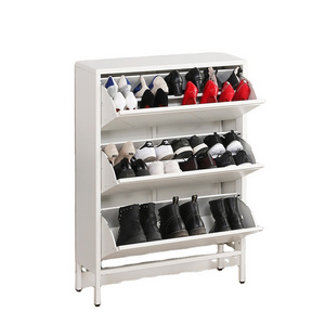 2024 new design modern style wholesale price 2 3 layer metal iron steel thin black white storage shoe rack cabinet