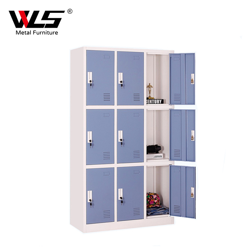 KD Hotel Used Clothes Luggage Bag 9 Door Steel Locker Cabinet For Changing Room Metal Gym Locker