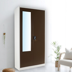 2024 Modern Home Furniture Bedroom 2 Doors Steel Storage Wardrobe Clothes Metal Closet with Safe Box Inside