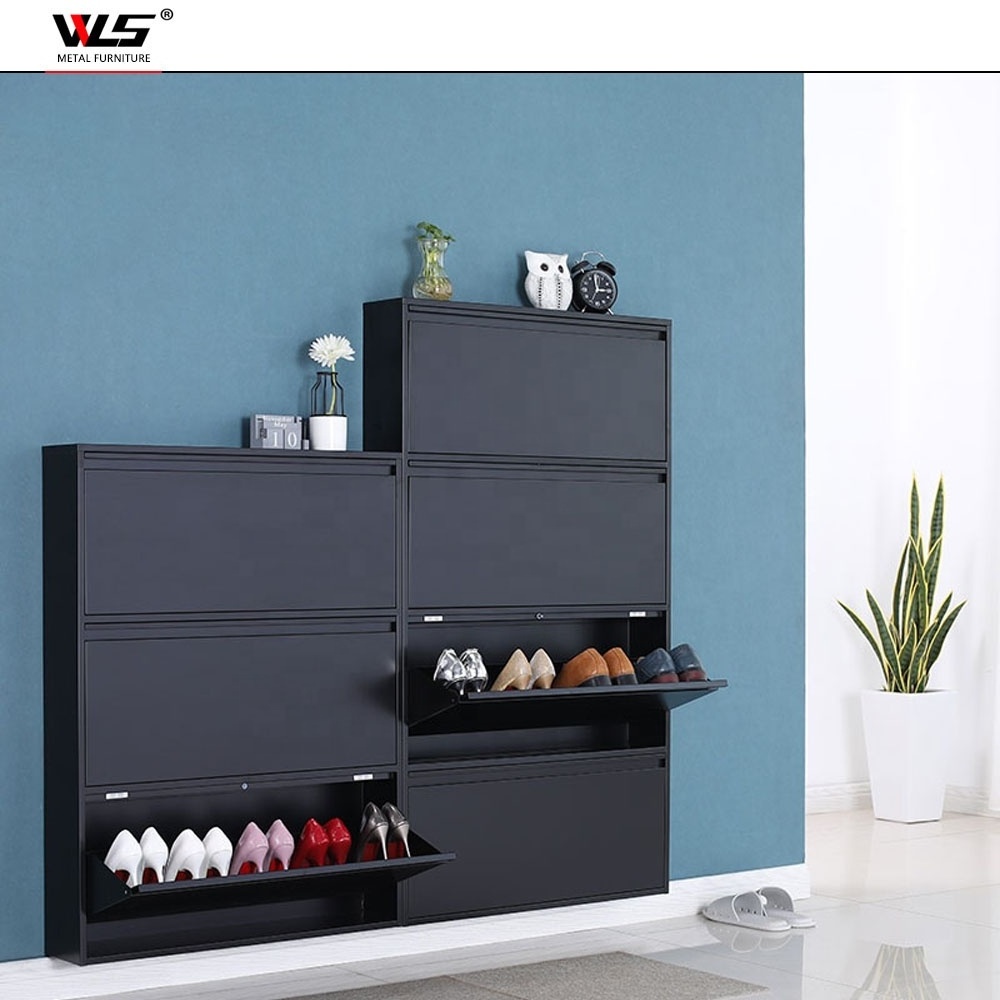 2024 Living Room Modern Narrow Steel Shoe Rack Metal Shoe Storage Cabinet