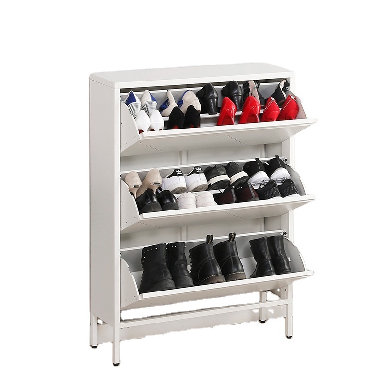 2023 new design modern style wholesale price 2 3 layer metal iron steel thin black white storage shoe rack cabinet