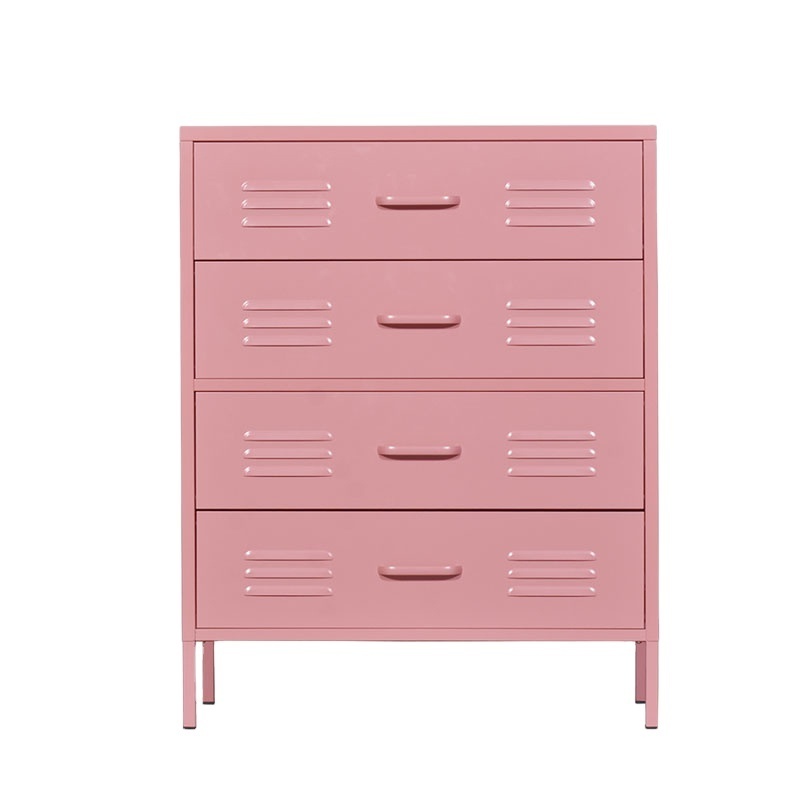 2024 HOT SALE pink color steel storage 4 metal drawer cabinet