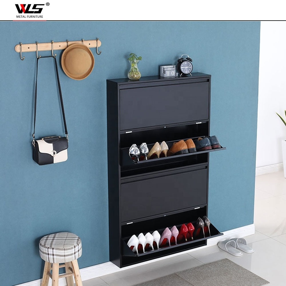 2024 Living Room Modern Narrow Steel Shoe Rack Metal Shoe Storage Cabinet