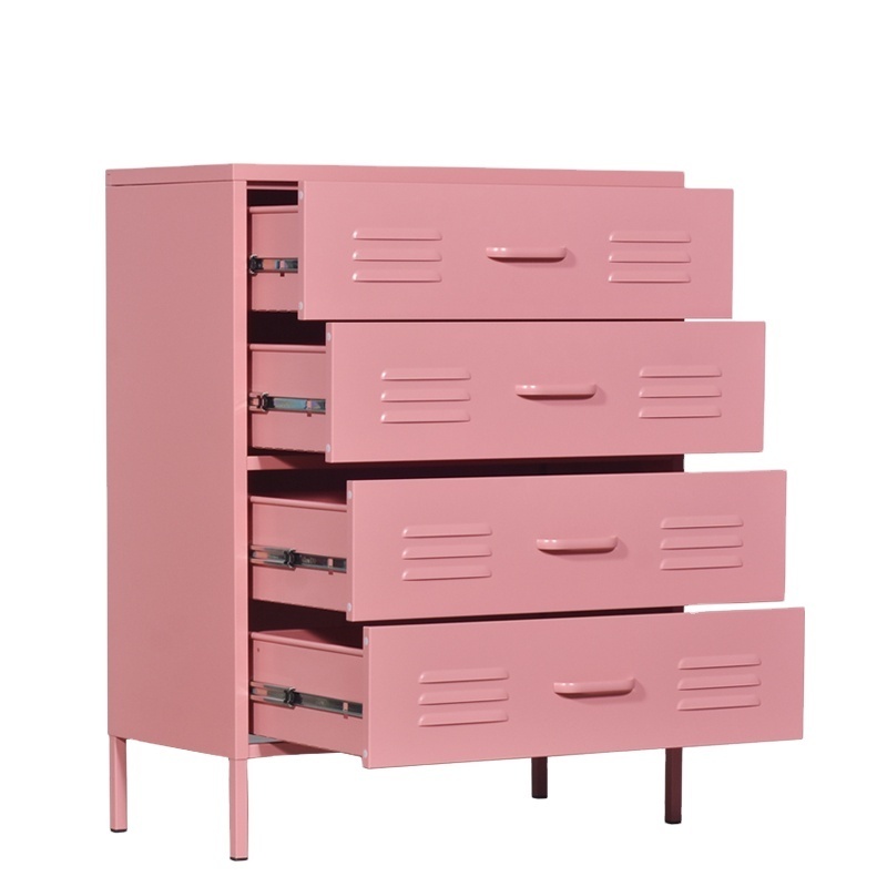 2024 HOT SALE pink color steel storage 4 metal drawer cabinet