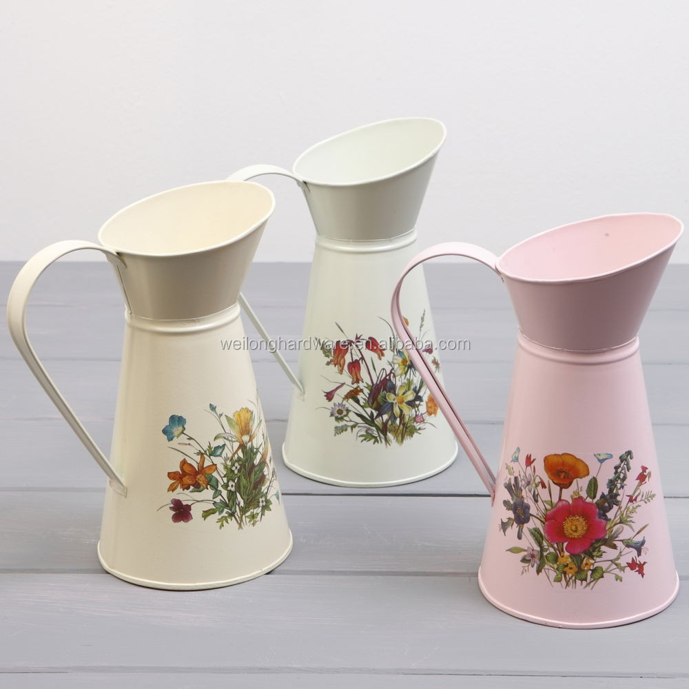 Enamel pitcher outdoor garden galvanized jug metal flower pots