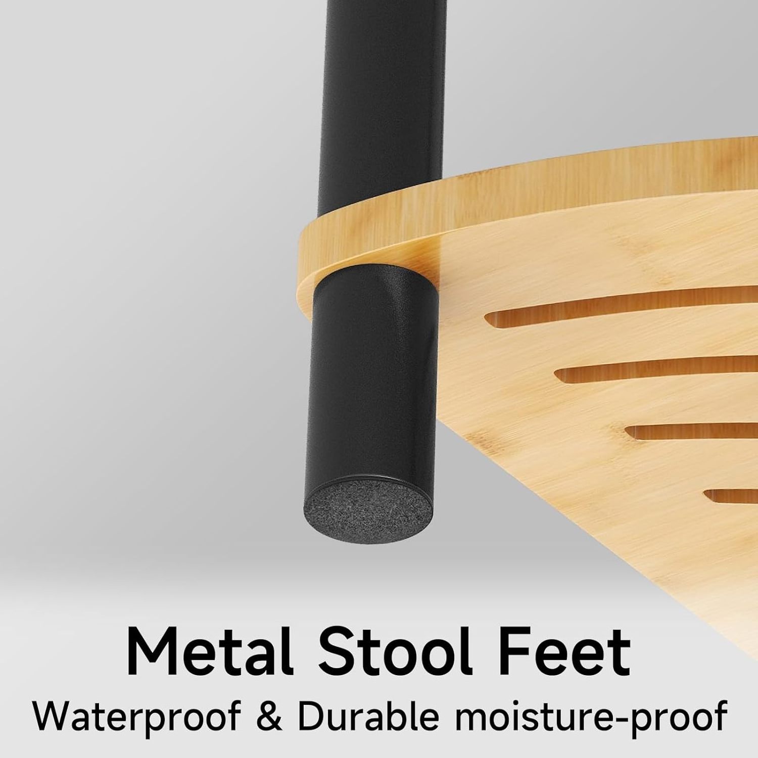 Metal and Bamboo Corner Shower Stool for Shaving Legs, Shower Benches for Inside Shower, Bathroom Seat and Foot Rest