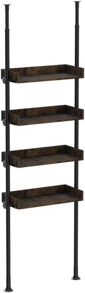 Storage Shelves above the Toilet Bowl with 4 Layers of Adjustable Wooden Shelves for Small Rooms Space-Saving Shelves