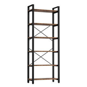 Bookcase 6 Shelves Vintage Industrial Style Bookcase For Home Office Decoration