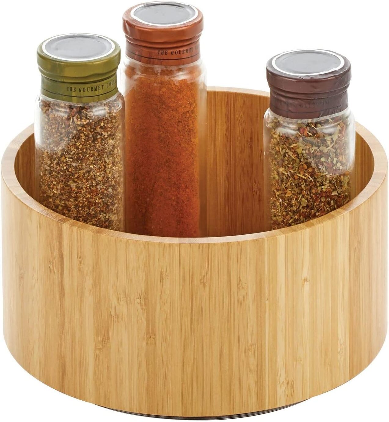 Turntable Bamboo Spinner for Cabinets or Counters Full Rotation Organizer for Food Spices or Condiments 9 Inch Round Spice Racks