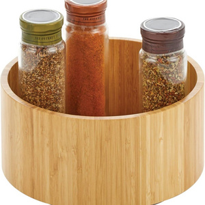 Turntable Bamboo Spinner for Cabinets or Counters Full Rotation Organizer for Food Spices or Condiments 9 Inch Round Spice Racks