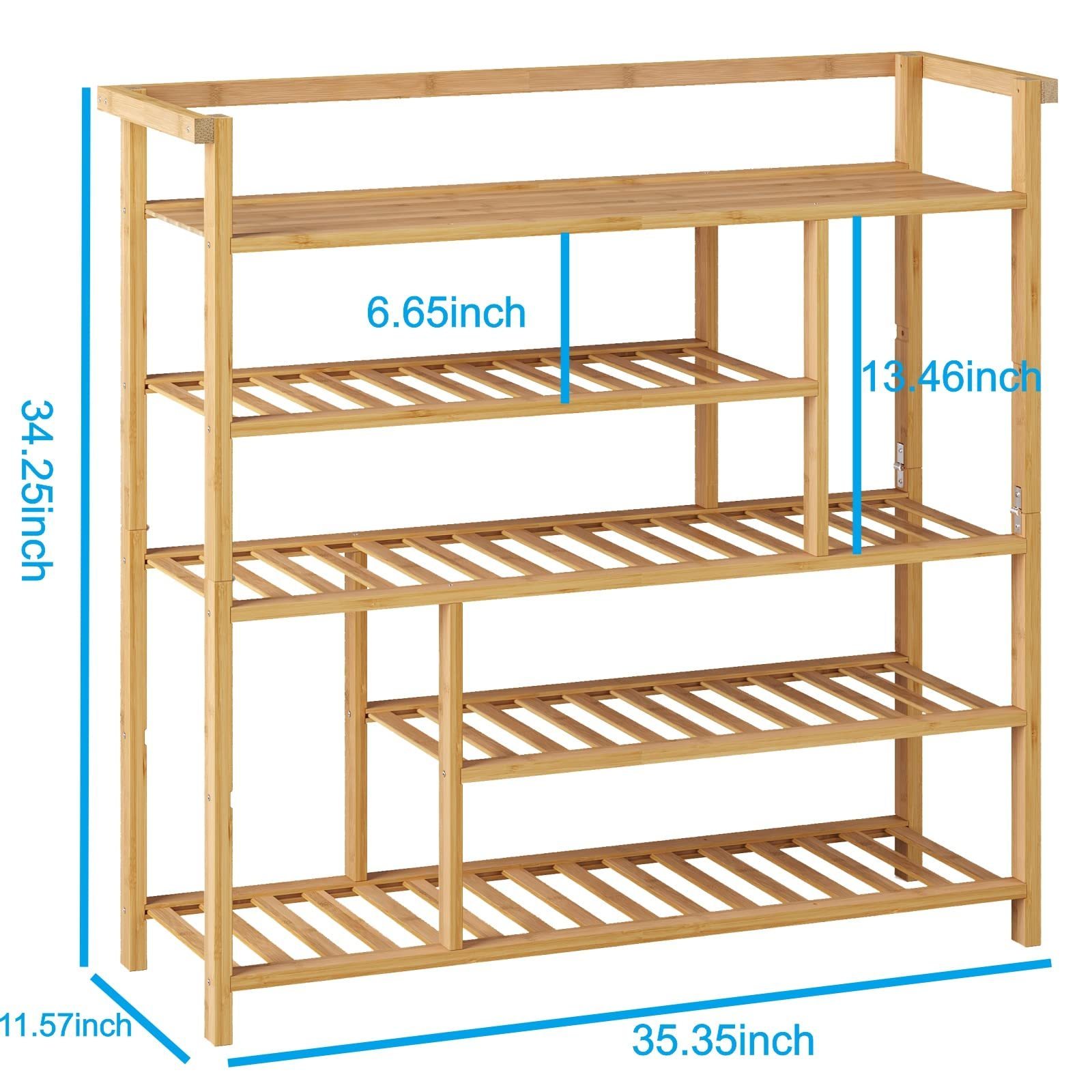 5 Tier Bamboo Shoe Rack, Shoe Storage Artifacts with Large Capacity, Large Shoes Rack for Closet, Entryway, Bedroom