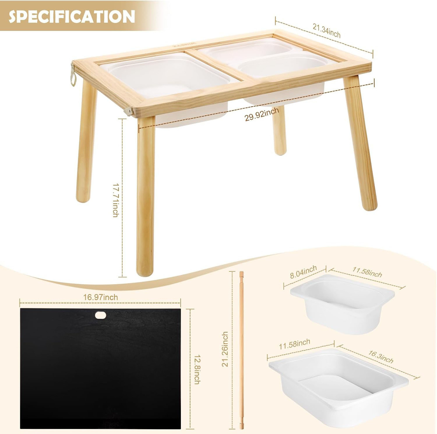 Kids Table for Play Study Dining Toys Storage, Toddler Sensory Tables, Activity Tables with Storage Bins