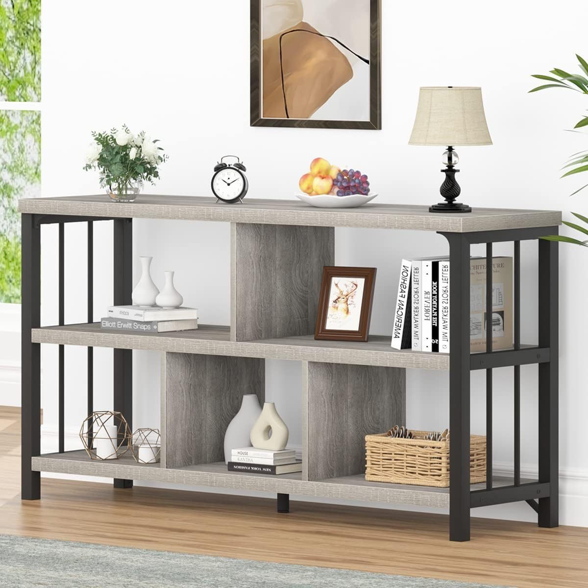 5 Square Storage Organizer Open Bookshelves Wooden Metal Short Bookshelves For Home Office Living Bedroom Storage