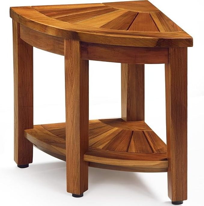 Teak Shower Stool 18 Inch Shower Stool Requires Assembly for Indoor Shower Corner Bench with Storage Shelf