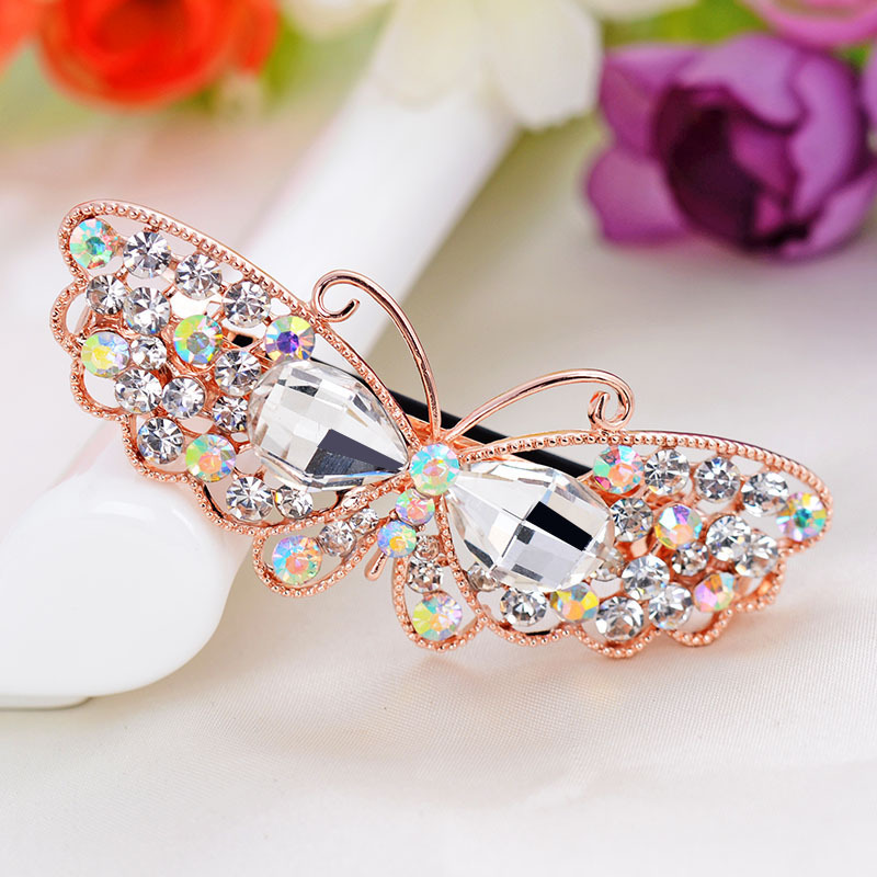 Crystal Rhinestones Butterfly Hair Barrette Clip Hairpins Jewelry Girls Hair Accessories