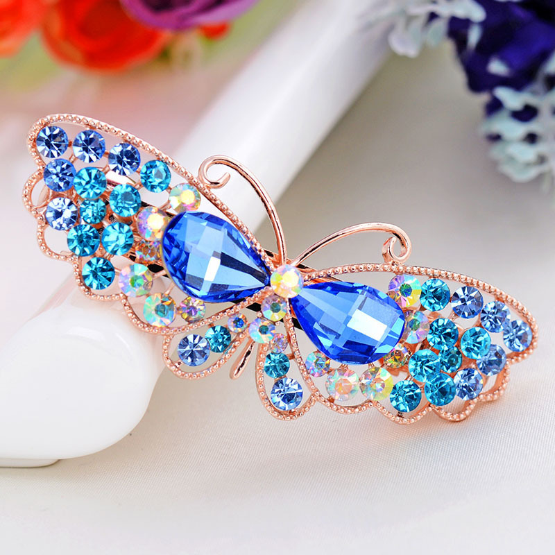 Crystal Rhinestones Butterfly Hair Barrette Clip Hairpins Jewelry Girls Hair Accessories