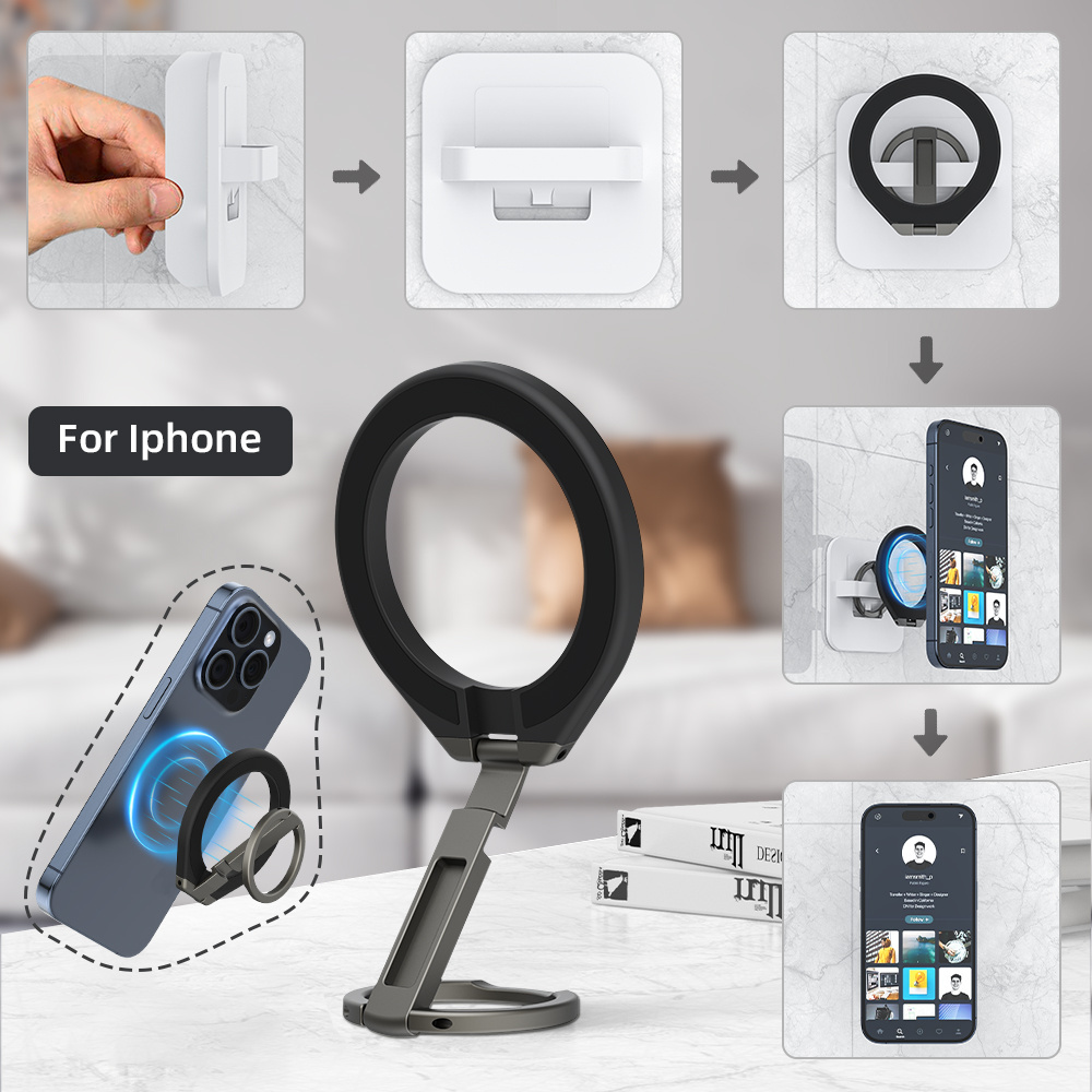 multifunctional bracket support folding mobile ring grip desktop stand adhesive double sided magnetic cell phone holder