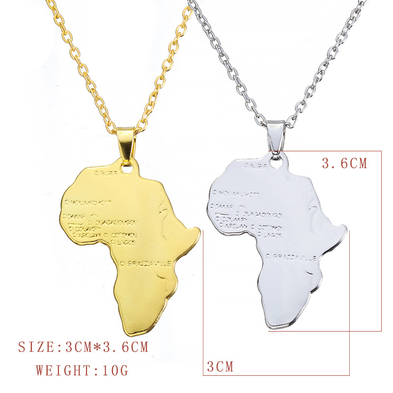 Fashion Hip Hop Charm African Jewelry Women/Men Gift Trendy Africa Map Pendant Necklace 30mm*37mm