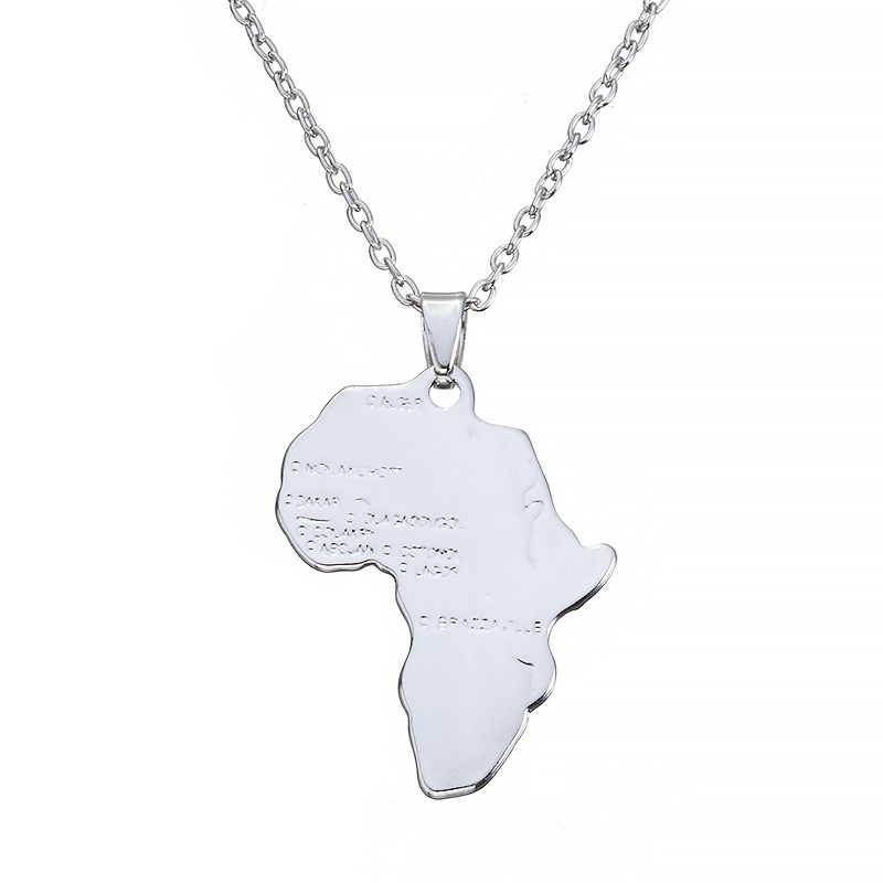 Fashion Hip Hop Charm African Jewelry Women/Men Gift Trendy Africa Map Pendant Necklace 30mm*37mm