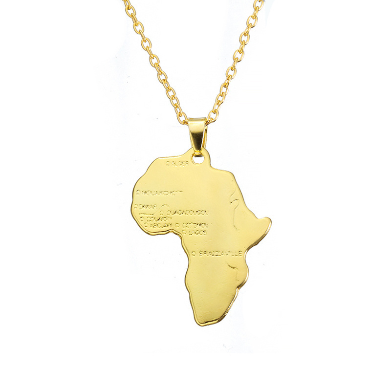 Fashion Hip Hop Charm African Jewelry Women/Men Gift Trendy Africa Map Pendant Necklace 30mm*37mm