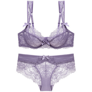 Bra & Brief Sets Transparent Lingerie Women Underwire Unlined Sexy Lace Underwear For Women