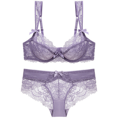 Bra & Brief Sets Transparent Lingerie Women Underwire Unlined Sexy Lace Underwear For Women