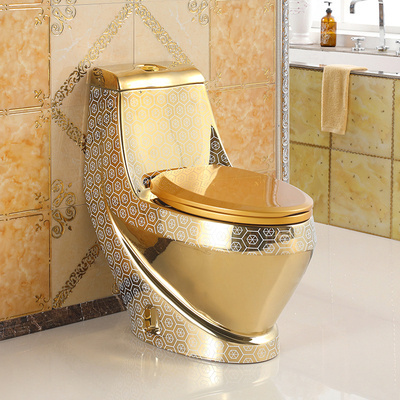 Luxury Sanitary Wares First-class Quality Electroplated Hotel Golden Wc Bathroom Commode Ceramic One Piece Gold Toilet