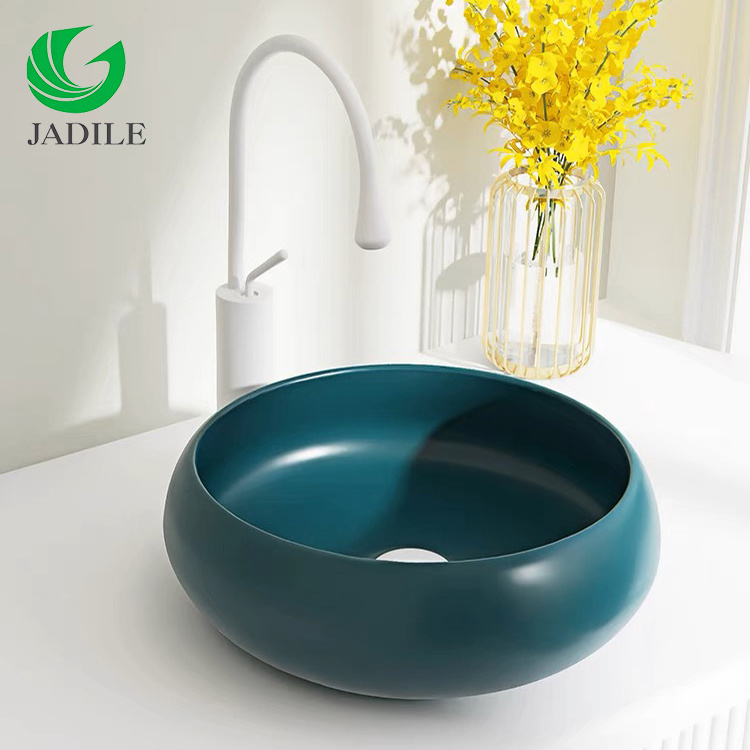 Lavabo Modern Ceramic Bathroom Sink Hand wash Basin Round Vessel Hotel Porcelain Countertop Color Art Wash Basin