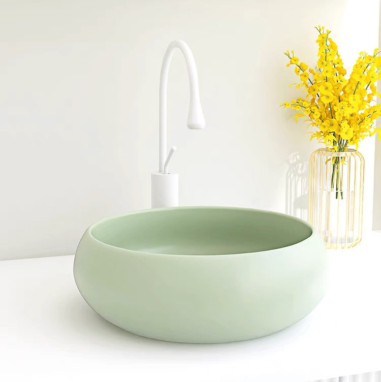 Lavabo Modern Ceramic Bathroom Sink Hand wash Basin Round Vessel Hotel Porcelain Countertop Color Art Wash Basin