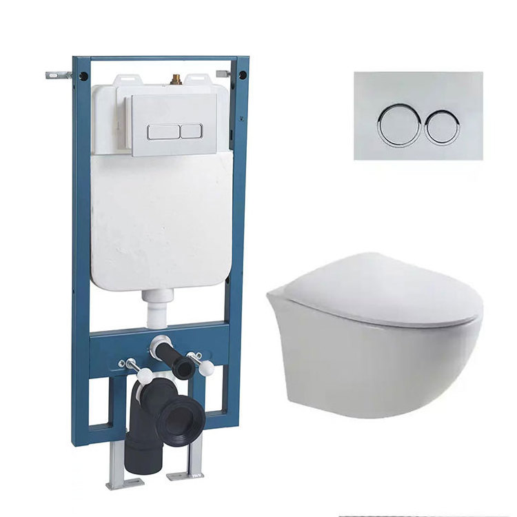 Bathroom Dual Flush Wall Hung Toilet Flushing WC Concealed Cistern Metal Frame Hidden Water Tank