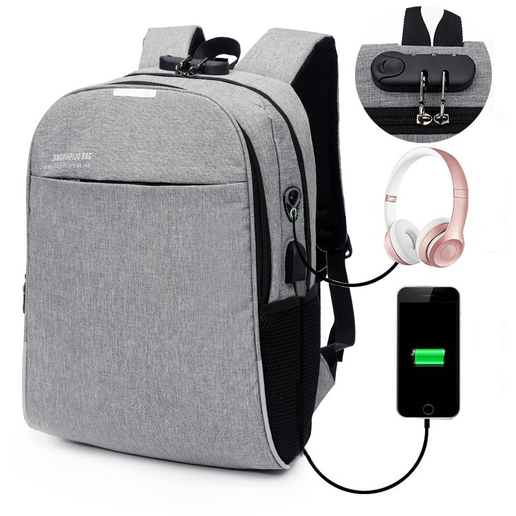 Hot selling Oxford Fabric reflective strip travel backpack Passcode Lock 15.6 inch laptop backpack with USB charging port