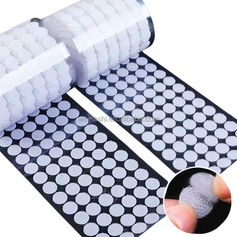 Vinas Home Use Velcroes Tape Transparent Die Cut Round Squares Nylon Self Adhesive Hook And Loop Dots Circle