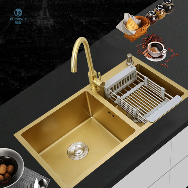 SUS304 double bowl stainless steel kitchen sinks gold sink sink kitchen 304 stainless steel