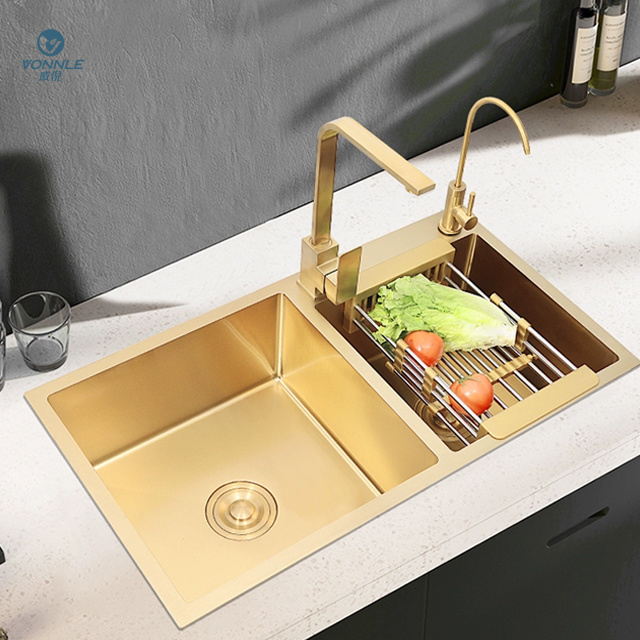 SUS304 double bowl stainless steel kitchen sinks gold sink sink kitchen 304 stainless steel