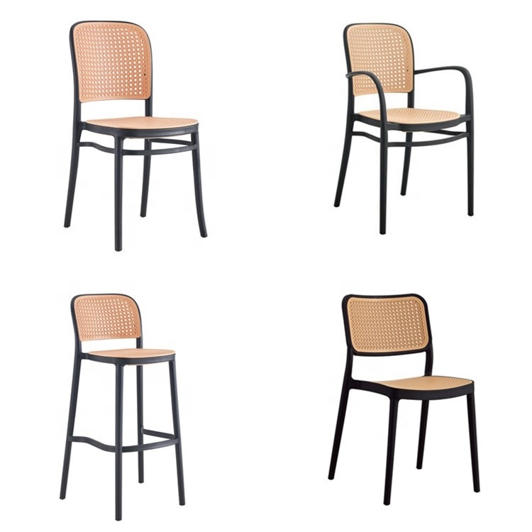 Cheap stackable dining restaurant rattan design plastic outdoor chair