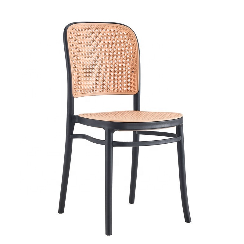 Cheap stackable dining restaurant rattan design plastic outdoor chair