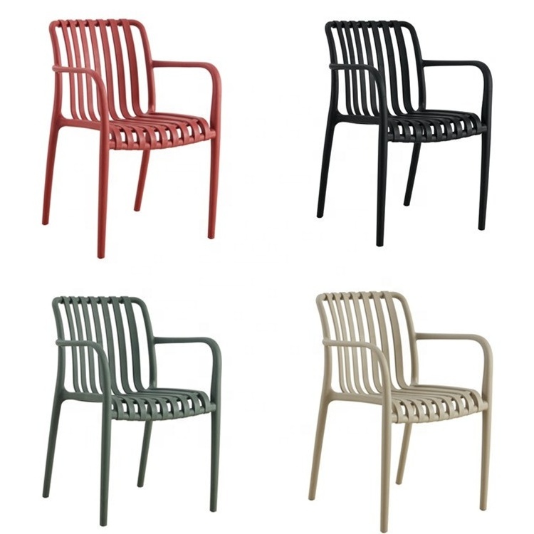 Outdoor Furniture Stackable Colorful arm chair Plastic Cafe Chairs with Tree Back