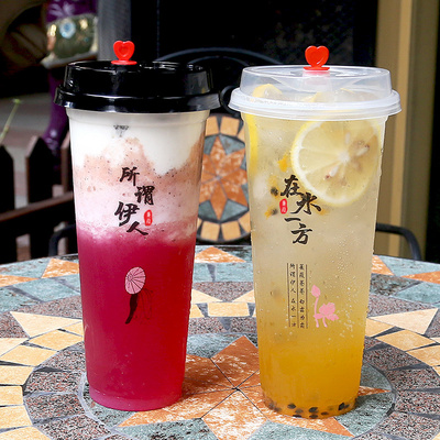 Transparent 700ml pp injection disposable plastic juice boba bubble tea cup ice tea cup with lid