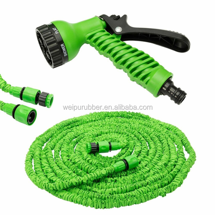 Polyestesiliconeoven Garden Hose Triple Telescopic Magic Water Pipe Plastic Cross-border Manufacturers Direct Sales of Green