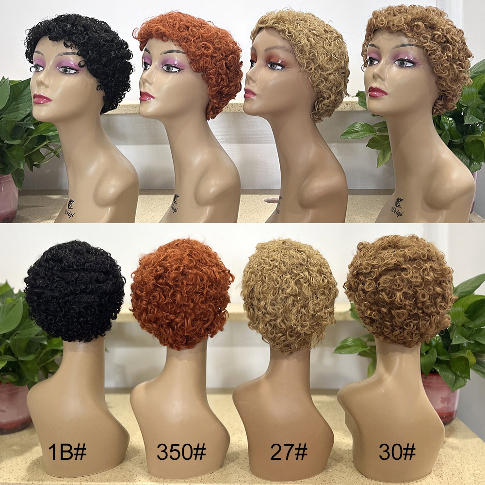 Wholesale 100% Brazilian Hair Short Machine Made Wig Afro Kinky Curly Wig Natural Color Virgin Human Hair Wigs For Black Women