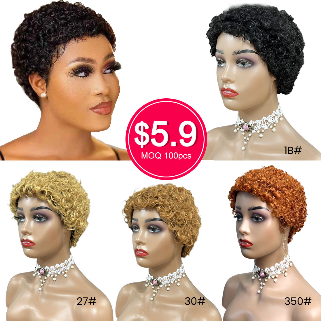 Wholesale 100% Brazilian Hair Short Machine Made Wig Afro Kinky Curly Wig Natural Color Virgin Human Hair Wigs For Black Women